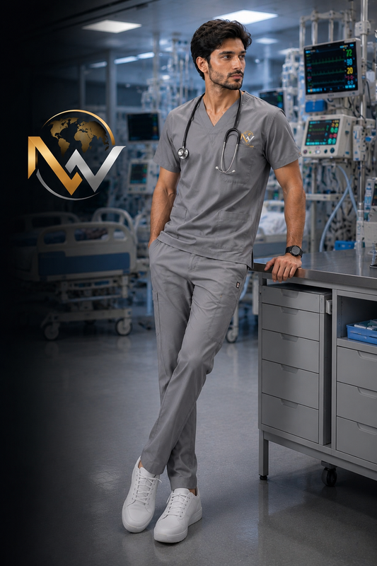 🩺 NovaWear™  Premium Gray Medical Scrub Set