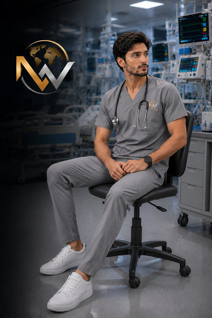 🩺 NovaWear™  Premium Gray Medical Scrub Set