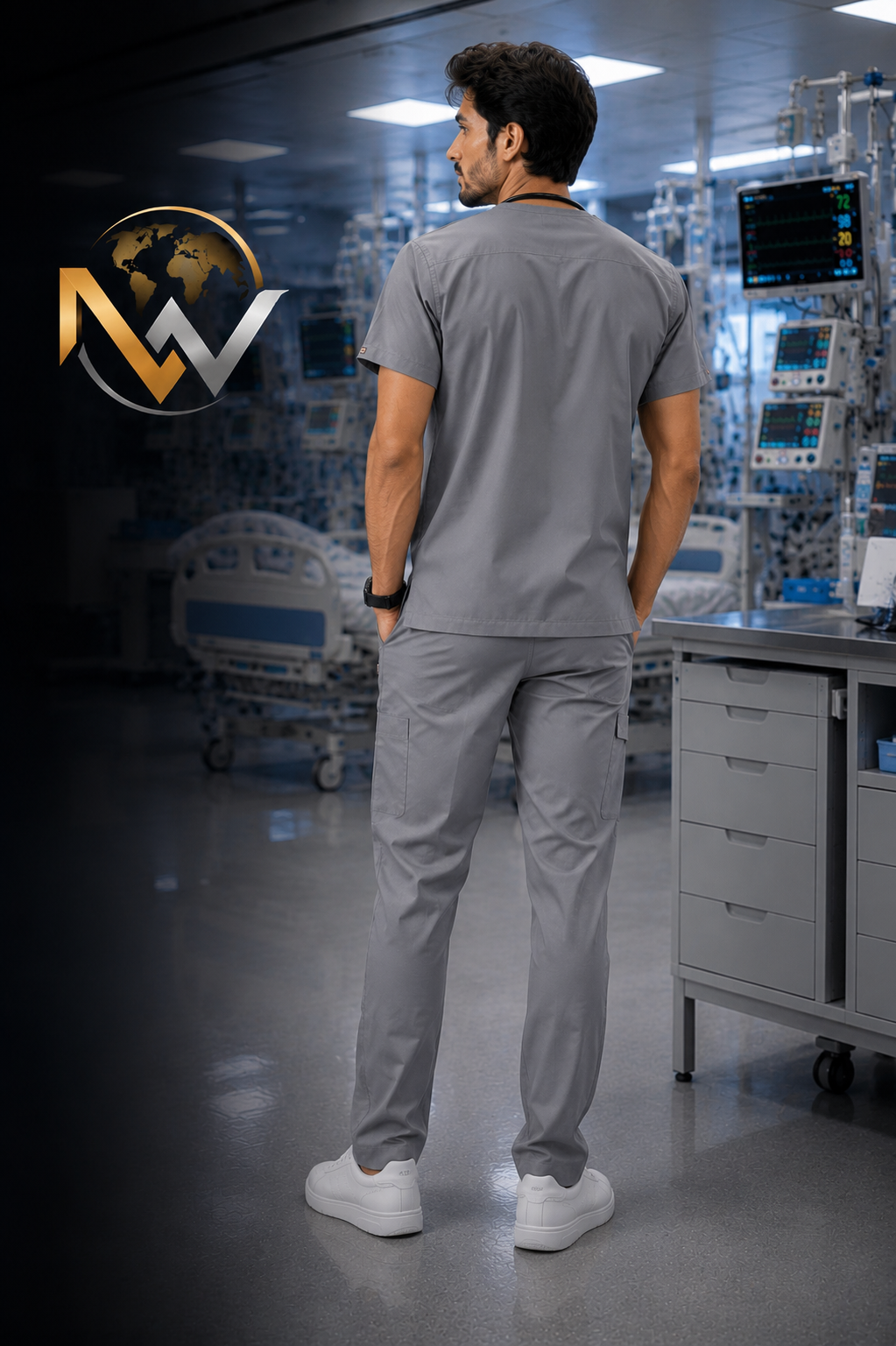 🩺 NovaWear™  Premium Gray Medical Scrub Set