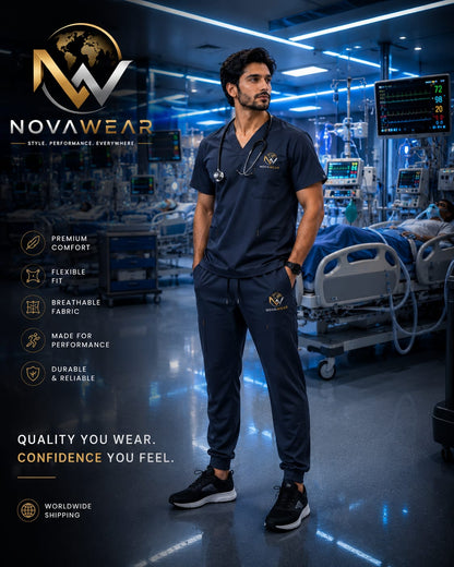 🩺 NovaWear™ ProFlex Medical Scrub Set – Premium Stretch Healthcare Uniform