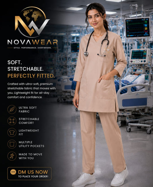 NovaWear™ ProFlex Female's Skin Medical Scrub Set Simple V Type