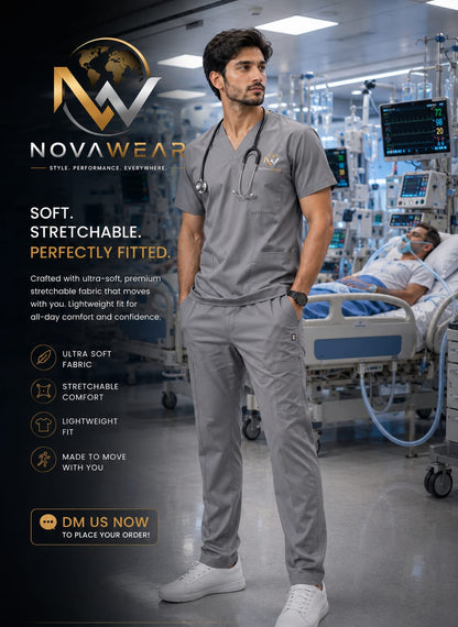 🩺 NovaWear™  Premium Gray Medical Scrub Set